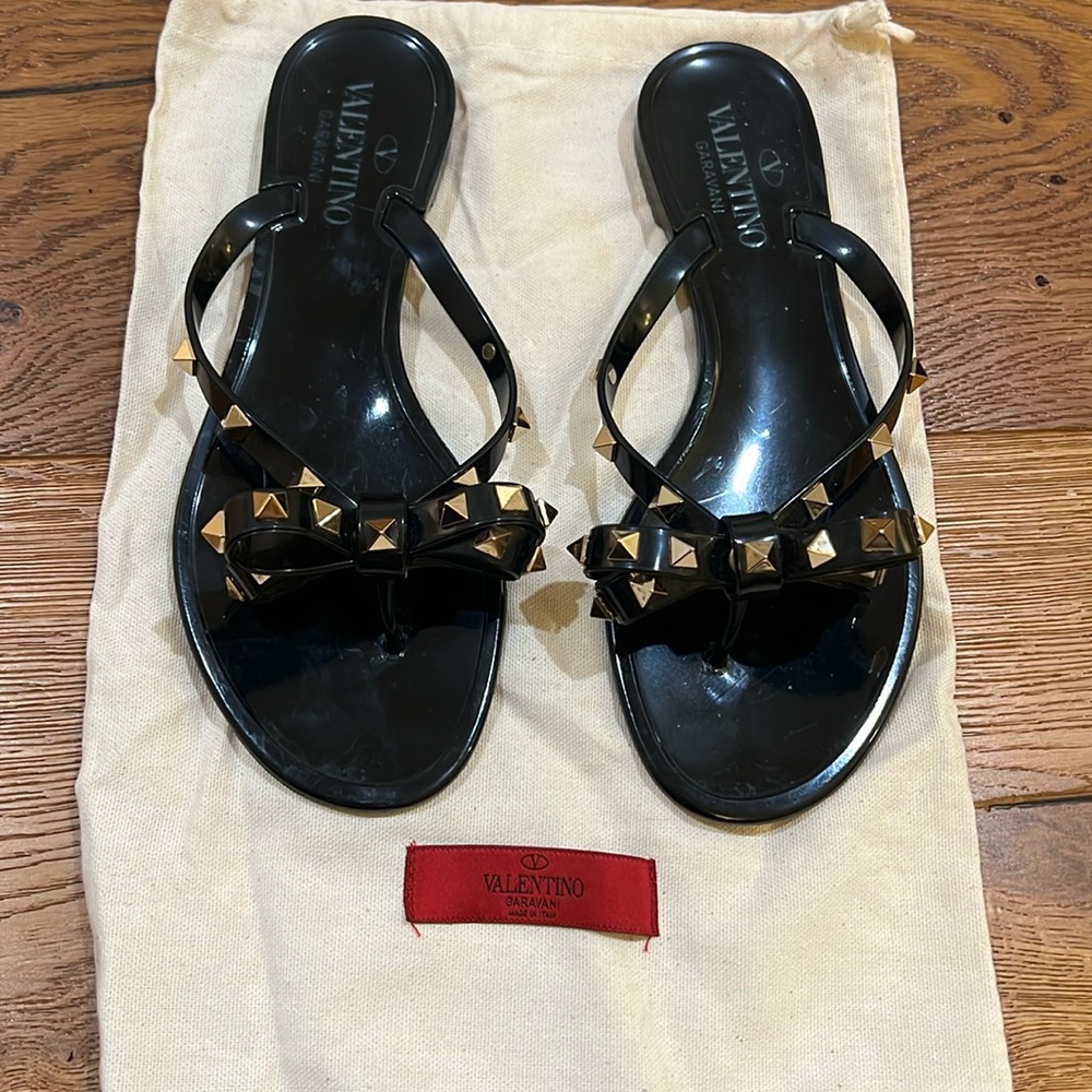 Valentino rockstud PVC flat thong sandals